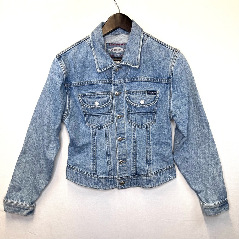 VTG Z Cavaricci womens stone washed jean jacket size Medium Y2K USA made cropped